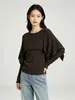 Otoño/Invierno 2026 Nuevo Diseño Sensación Chal Cuello Redondo Manga Larga Punto Base Camiseta Mujer Temperamento Francés Suéter Falso de Dos Piezas