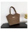 Grande Capacidade inverno corduroy casual 2023 novo nylon simples Plaid Mori ombro axilar saco tote