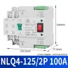 Comutação de milissegundos de 220V e interruptor de transferência automática de alimentação dupla ininterrupta NLQ4-125/2p 100A80A63A