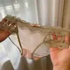 Tentación de Rosa~Bragas sexys de encaje estilo francés, aro para pierna hueco de deseo puro, entrepierna de algodón puro transpirable, bragas para mujer