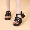 Sandalias de Plataforma de Piel Genuina Estilo Jaula de Cerdo para Mujer 2024 Nuevo Llegado Verano de Moda Versátiles Cómodas Sandalias de Plataforma Hueca para Sandalias Romanas