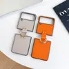 Adecuado para Samsung Zflip 60% de descuento Pantalla Apilada Funda para Teléfono Móvil Flip6 Color Puro Simple Piel de Cabra Zflip3 Anillo Flip7