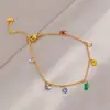 Collar de Acero de Titanio con Zirconia en Forma de Gota de Agua Colorida de Verano Cadena para Clavícula Pulsera Accesorios para Mujer Diseño de Nicho de Lujo Ligero
