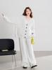 Traje de Punto a la Moda Estilo Coreano con Patrón Trenzado para Mujer Otoño e Invierno 2025 Conjunto Casual de Tres Piezas: Cárdigan, Chaleco y Pantalones Rectos