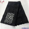 Vestido de renda bordada com flor grande preta, solúvel em água, respirável, com tecido vazado, renda para vestuário, renda francesa para atacado