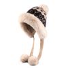 Chapéu de estilo étnico transfronteiriço feminino inverno malha quente nordeste à prova de frio forrado de lã espessado rosto mostrando proteção de orelha pequena chapéu lei feng
