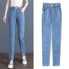 Calça Jeans Tencel de Cintura Alta para Verão 2025, Perna Afunilada, Feminina, Leve, Respirável, Casual, Elástica, Calça de Tencel Feminina