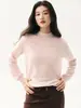 Estilo suave, gola semi-alta, design de crochê vazado, suéter de malha de cashmere, pulôver feminino de corte solto, camada base quente, suéter