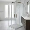 Box de Banho Minimalista em L Transfronteiriço com Portas de Correr Duplas de Vidro Temperado à Prova de Explosão e Divisória de Separação Úmido-Seco para Banheiro