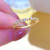 Longlongjin 2023 novo S925 prata micro cravejado zircônia anel fino empilhável diamante anel de cauda personalidade Moda Feminina