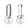 Hebilla de Oreja de Perla para Mujer Estilo Coreano Personalizado Retro Concha Cuentas Anillo de Oreja Diseño Celebrante de Internet Aretes Plateados