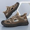 Sandálias Masculinas Novo Verão Vazadas Respiráveis Sapatos Casuais Boca Rasa Slip-On Sapatos de Pai Sapatos de Praia ao Ar Livre Atacado