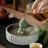 Figura de Animal de Té Gran Sabio de Arenisca Verde Estilo Chino, Adorno de Escritorio Wukong, Paisajismo de Roca para Acuario, Maceta de Decoración para el Hogar