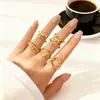 Joyería de Mano Transfronteriza Europea y Americana de Gran Venta para Mujeres, Anillos Abiertos Metálicos Geométricos, Conjuntos de Anillos Apilables Personalizados de Nicho, Decoraciones