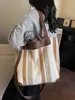 Bolsa de Gran Capacidad para Viajes Diarios para Mujer 2026 Invierno Nuevo Bolso de Lona Rayada Bolso de Hombro Casual Bolso de Mano