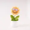 Óculos de Lã Sorridentes Acabados Transfronteiriços Mola Oscilante Girassol em Vaso Flor Artificial Ornaments de Mesa para Carro Professor
