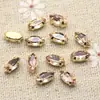 10 Piezas de Strass de Garra Cosidos a Mano de Ojo de Caballo Pequeño de 4x8mm con Base Dorada y Agujeros para Decoración de Zapatos y Cuellos de Ropa, Botones de Strass para Bolsos