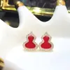 Aretes de Calabaza Chapados en Plata 925 Oro de 18K Completamente Diamantados Pato Mandarín Fulu Sencillos de Moda Lujo Ligero Calabaza Blanca