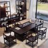 Mesa de Chá de Madeira Maciça Grande Ébano Mesa de Café Kung Fu Simples Moderna Mesa de Chá Zen Chinesa Nova Conjunto de Mesa e Cadeiras