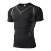 Camiseta gola redonda corrida justa traje esportivo traje de fitness traje de treino de secagem rápida transfronteiriço masculina respirável camiseta masculina de manga curta