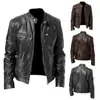 Outono e Inverno 2023 Europeu e Americano Masculino Manga Longa Couro Casaco Gola Alta Punk Motociclista Estilo de Rua Jaqueta Jaqueta Masculina