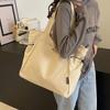Bolso Tote para Mujer 2024 Nuevo Estilo Bolso para Mujer Simple Color Sólido Gran Capacidad Bolso de Tela para Hombro Bolso Escolar para Estudiante de Secundaria