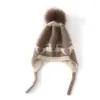 Cachecol de Lã Cashmere 2026 Outono/Inverno Infantil com Pompom, Blocos de Cor, Jacquard, Proteção para Orelhas, Corta-Vento, Quente, Tricô, Touca Cachecol Conjunto
