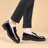 Zapatos de Cuero Casual de Negocios para Hombre, Piel de Vaca de Primera Capa, Mocasines Brillantes sin Cordones, Cuero Genuino, Charol, Zapatos Formales para Boda