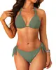 Bikini de dos piezas estilo europeo y americano 2026 Ropa de baño sexy para mujer Comercio transfronterizo Bikini con cuello halter y atado en stock