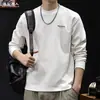 Nova Camiseta de Manga Longa para Homens Primavera 2026, Estilo Casual Americano, Marca Popular Tendência Primavera e Outono, Camada Base de Tamanho Grande