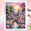 Más Vendido Transfronterizo Escenario de Casa de Pueblo de Dibujos Animados DIY Lleno de Diamantes Sala de Estar Dormitorio Pegatinas Decorativas Fabricante de Pintura de Diamantes