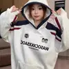 Moletom com Capuz Spliced Raglan Branco e Cinza Marca de Moda High Street para Homens e Mulheres Hip-Hop Europeu e Americano Outono e Inverno Jaqueta Hoodie Pesada