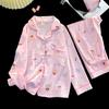 Pijama Infantil Transfronteiriço Primavera & Outono Algodão Nuvem Manga Longa Calça Cardigan Gola Lapela Desenho Animado Casual Roupa de Casa para Meninos e Meninas