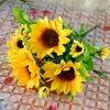 Flor Artificial Única de Simulación Girasol Pequeño Decoración de Girasol Arreglo Floral Reunión Deportiva Danza Accesorio de Mano Flor Flor de Plástico