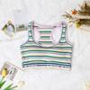 Sujetador de rayas retro estilo americano Rich Rhyme, cómodo, deportivo, con espalda hermosa, sin aro de acero y almohadilla para el pecho, sujetador tipo chaleco femenino para mujer
