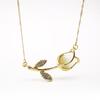 Brincos pendentes de tulipa com pino, adequados para mulheres, joias de opala, strass, liga rosa, gota d'água, brincos dourados femininos