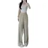 Venta al por mayor de fábrica verano delgado algodón albaricoque Zou cintura alta drapeado suelto pierna ancha pantalones mujer perezoso pantalones Yamamoto pantalones rectos