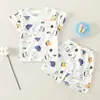 Ropa de Algodón Puro para Casa de Niños Traje de Manga Corta para Bebé Verano Manga Media Infantil Delgado Verano Casa Stock Disponible