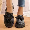 Zapatos de verano nuevos para mujer 2026, de PU, tamaño mediano y grande, estilo europeo y americano, cruzados, de punta redonda, sin cordones, de un solo color.