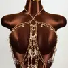 Cadena Corporal AYJ de Lujo Ligero Europeo y Americano con Borla Full-Diamond para Mujer, Cadena de Pecho Larga con Colgante de Gota de Agua Estilo Fiesta de Noche Vacaciones J27