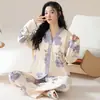 Pijama Nuevo Estilo Otoño e Invierno 2024 para Mujer Manga Larga Estilo Delgado Estilo Celebridad de Internet INS Venta Caliente Conjunto de Cárdigan Casual para el Hogar