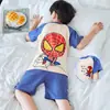 Pijama de Menino Desenho Animado Verão Fino Roupa de Casa de Algodão Penteado de Manga Curta para Menina Traje de Ar Condicionado Infantil
