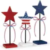 Adornos de Escritorio de Madera del Día de la Independencia de Amazon Decoración Central de Escritorio Patriótica de Granja del Día de los Caídos