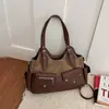 Bolso grande de estilo retro para mujer, nueva colección 2026, bolso tote simple y versátil para el día a día, bolso cruzado de piel suave