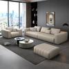 Sala de Estar Moderna Sofá Combinado de Tres Plazas Estilo Lujo Ligero Nórdico Apartamento Pequeño Estilo Crema Tela Tecnológica Tecla de Piano Sofá Creativo