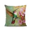 Funda de Almohada para Todas las Estaciones con Diseño de Colibrí, Hibisco, Lobo y Gato, Funda de Cojín para Sofá Decoración del Hogar Estilo Rústico