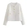 Otoño 2024 Nueva Ropa para Mujer Estilo Europeo y Americano Casual de Botón Único Cuello Redondo Manga Larga Holgada Textura Corta Chaqueta Estilo Chanel