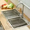 Cesta Escurridora Retráctil de Acero Inoxidable, Escurridor Específico para Fregadero, Cubeta para Lavar Platos, Cubeta para Lavar Verduras, Estante para Guardar Platos, Vajilla, Palillos