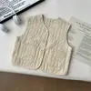 Conjunto de Tres Piezas de Chaleco sin Mangas de Color Sólido para Bebés y Niños 2026 Estilo Japonés Chaleco de Cuello en V Camisa Pantalones de Rayas Deportivas Conjunto de Moda