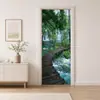 Pegatinas de puerta autoadhesivas con diseño creativo 3D de cielo azul y muelle en la isla para decoración de fondo de cocina, dormitorio y sala de estar, adecuadas para ventas transfronterizas